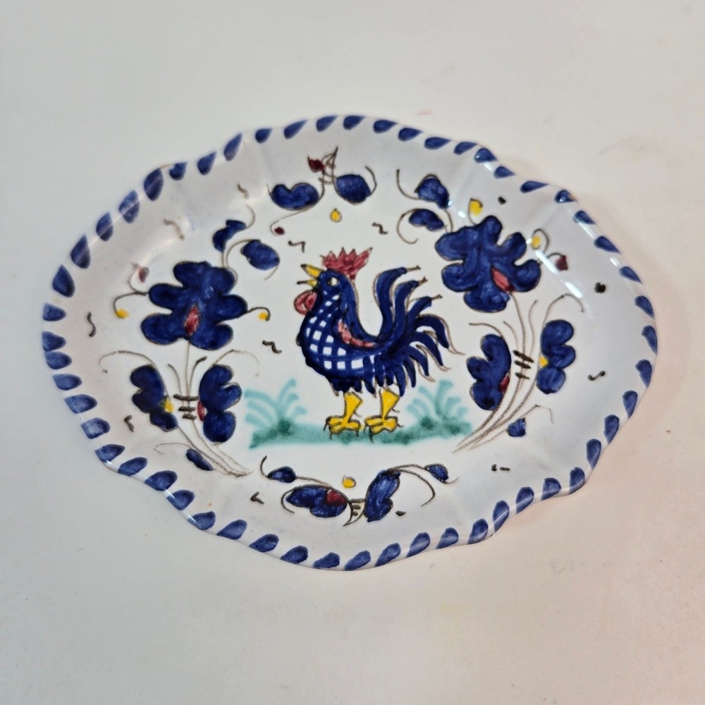 Grazia Deruta Italy Rooster Small Ceramic Dish Hand Painted Italian Pottery 5.5"